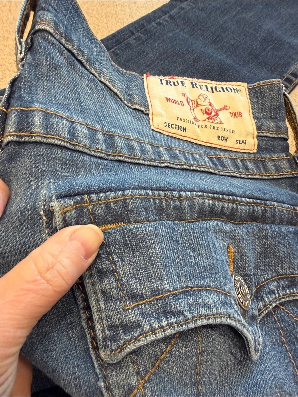 True Religion Two-Tone Blue Denim Jeans Ricky Relaxed Straight 32X31 - Picture 3 of 14